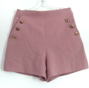 Zara High Waisted Bermuda Shorts Gold Buttons Size Medium